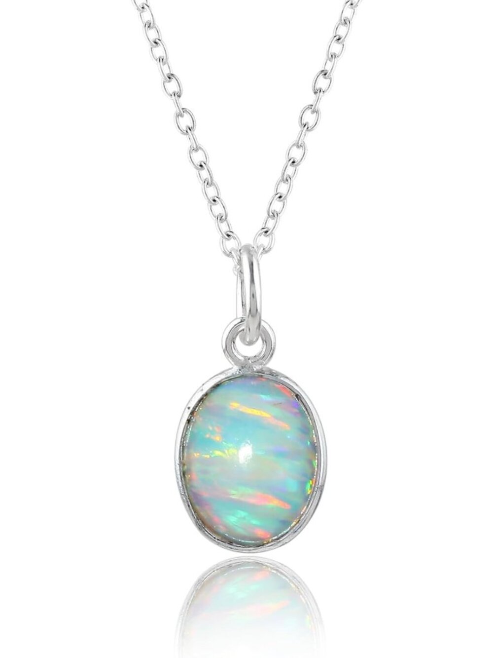 Opal Crystal Pendant Necklace, Healing Birthstone Gemstone Jewelry for Women